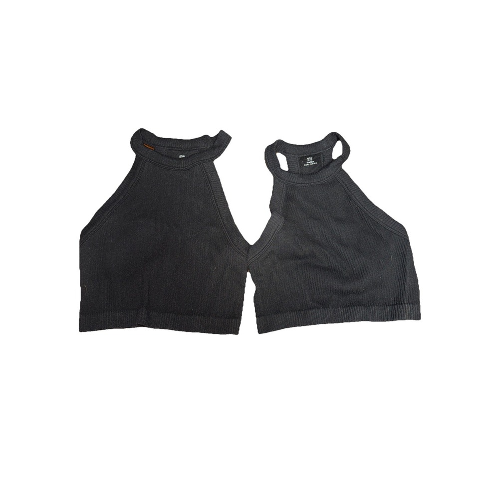 Two AERIE black high neck compression bra tops women's size XS Whimsigoth Goth